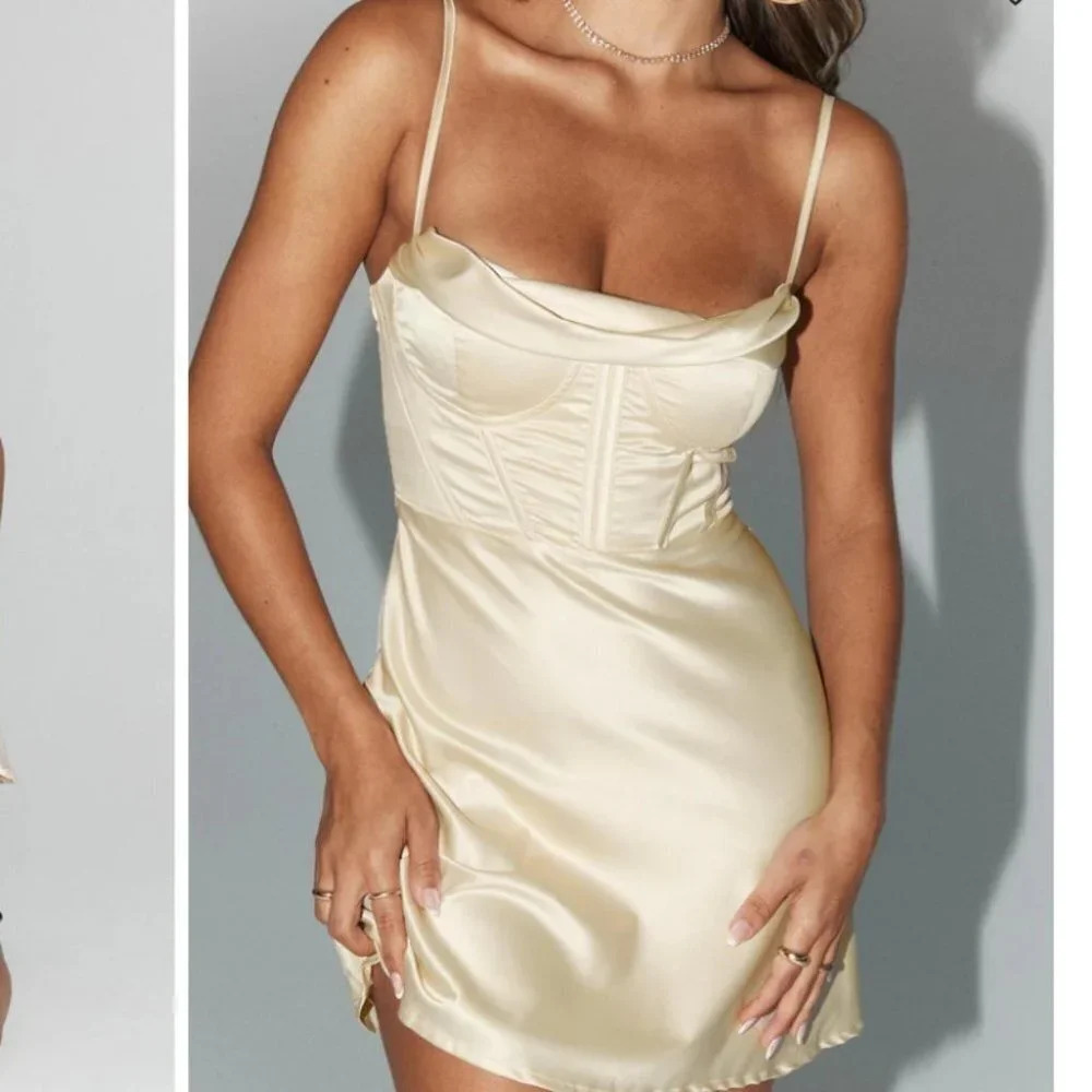 Princess Polly Cream Slip Dress Spaghetti Strap Mini
